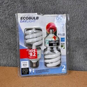 Feit Electric Ecobulb Daylight 60W Equivalent CFL Candelabra Base 2pk BPESL13TC